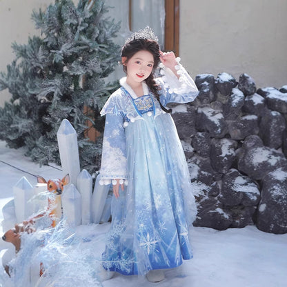 Tang Dynasty Girl Velvet Ruqun Bingmeng 冰梦 Children's Chinese Traditional Clothing Hanfu Suit