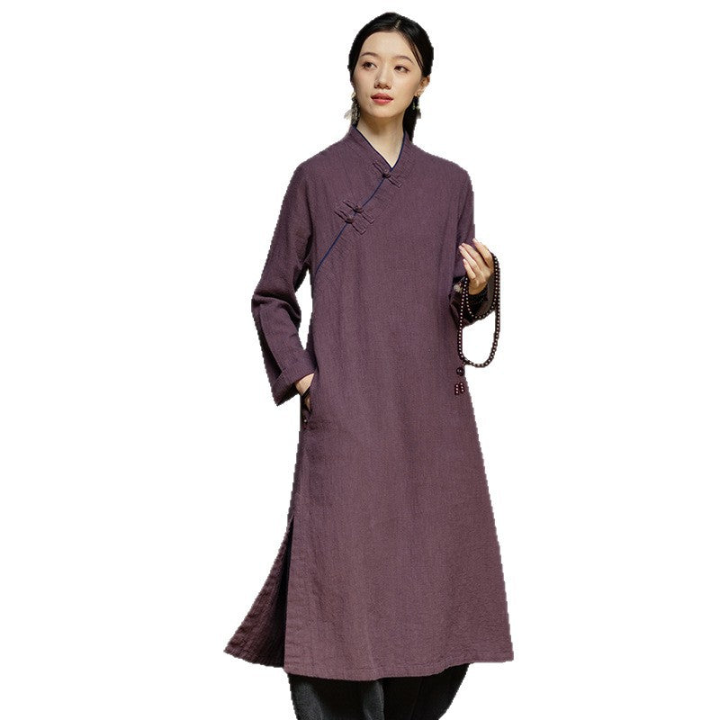 Linen Dress Monian "默念" Han Element Clothing Women's Modern Hanfu Spring Autumn