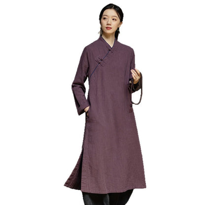 Linen Dress Monian "默念" Han Element Clothing Women's Modern Hanfu Spring Autumn