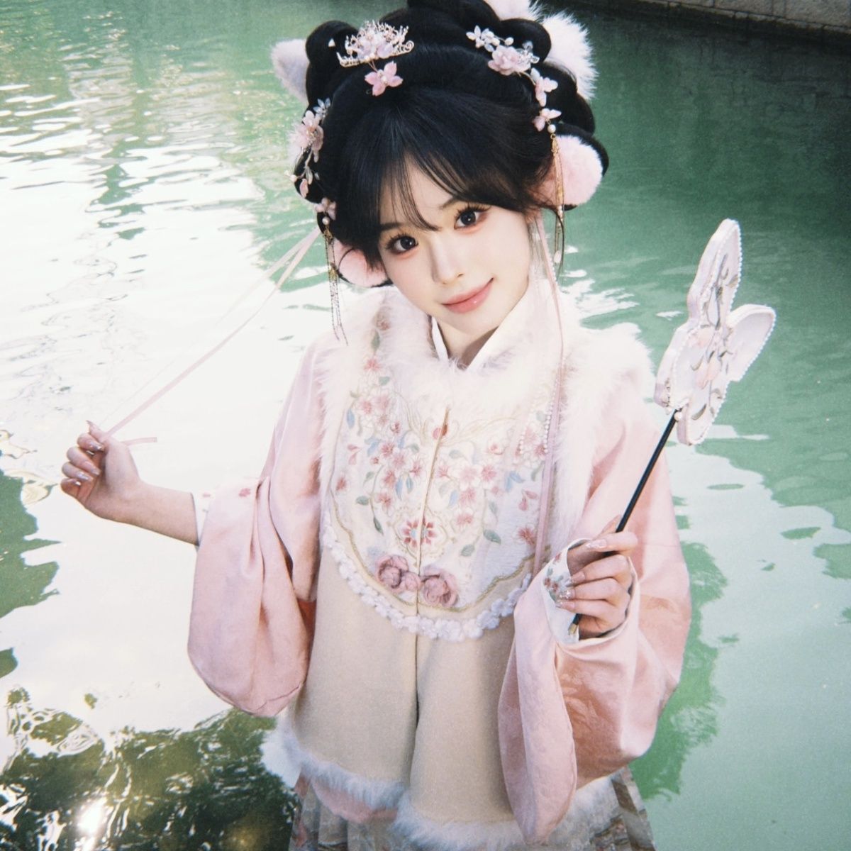 Ming Dynasty Clothing Qiao 俏 Women's Chinese Traditional Thicken Velvet Hanfu Autumn Winter