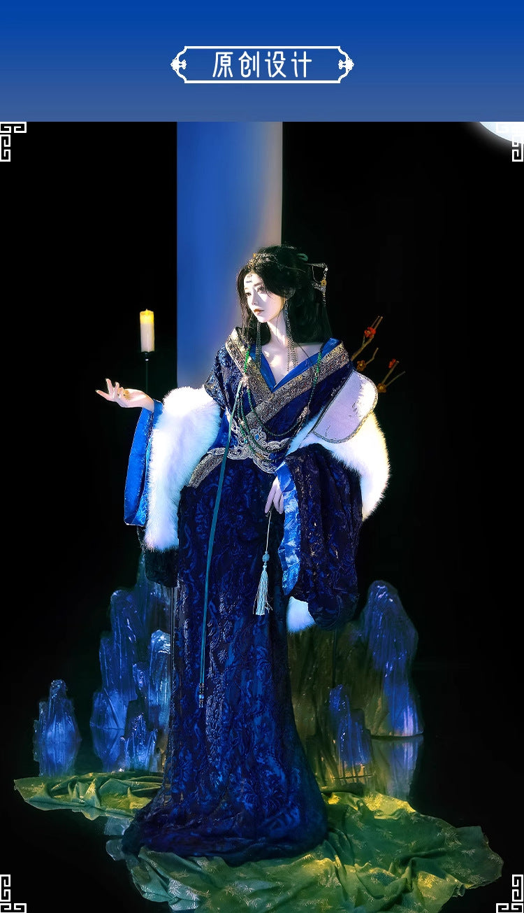 Warring States Clothing  Dugujialuo 独孤伽罗 Women's Chinese Traditional Thicken Velvet Hanfu Dress Autumn Winter