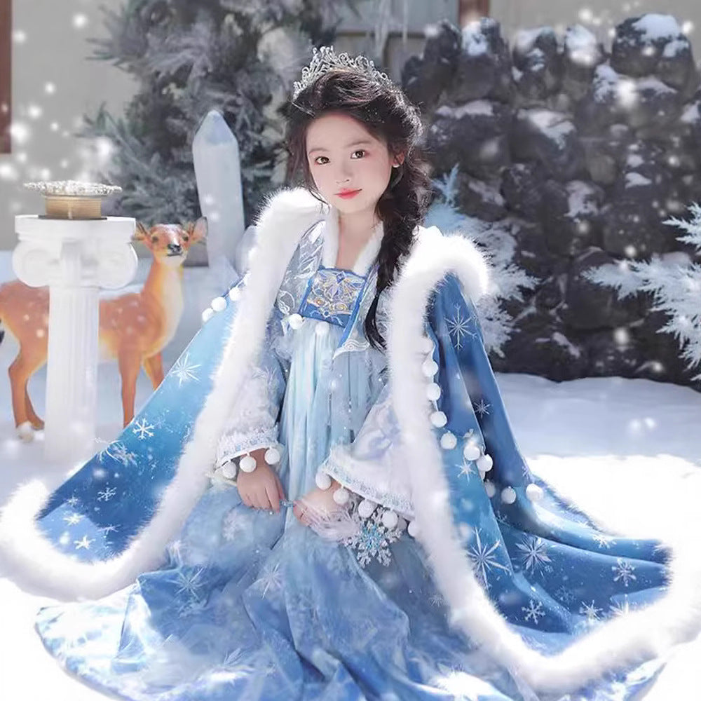 Tang Dynasty Girl Velvet Ruqun Bingmeng 冰梦 Children's Chinese Traditional Clothing Hanfu Suit