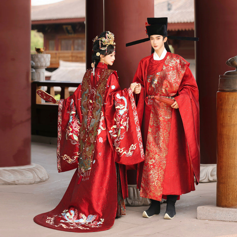 Women's Chinese Wedding Gown Clothes Linfengxi 麟凤栖 Men's Customs Traditional Male Hanfu Dress
