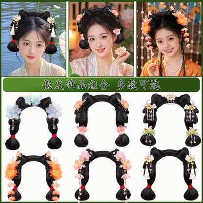 Traditional Chinese Hairstyle Wig Shinv 仕女 Hanfu Historical Royal Hairpieces