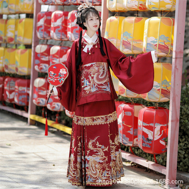 Ming Dynasty Clothing Longyinjiuxiao 龙吟九霄 Women's Chinese Traditional Hanfu Autumn Spring