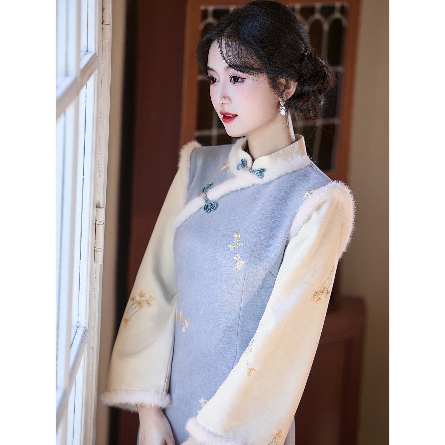 Women's Qipao Xiaohuanghua 小黄花 Asian Thicken Dress Chinese Modern Hanfu Clothing Velvet Cheongsam Winter