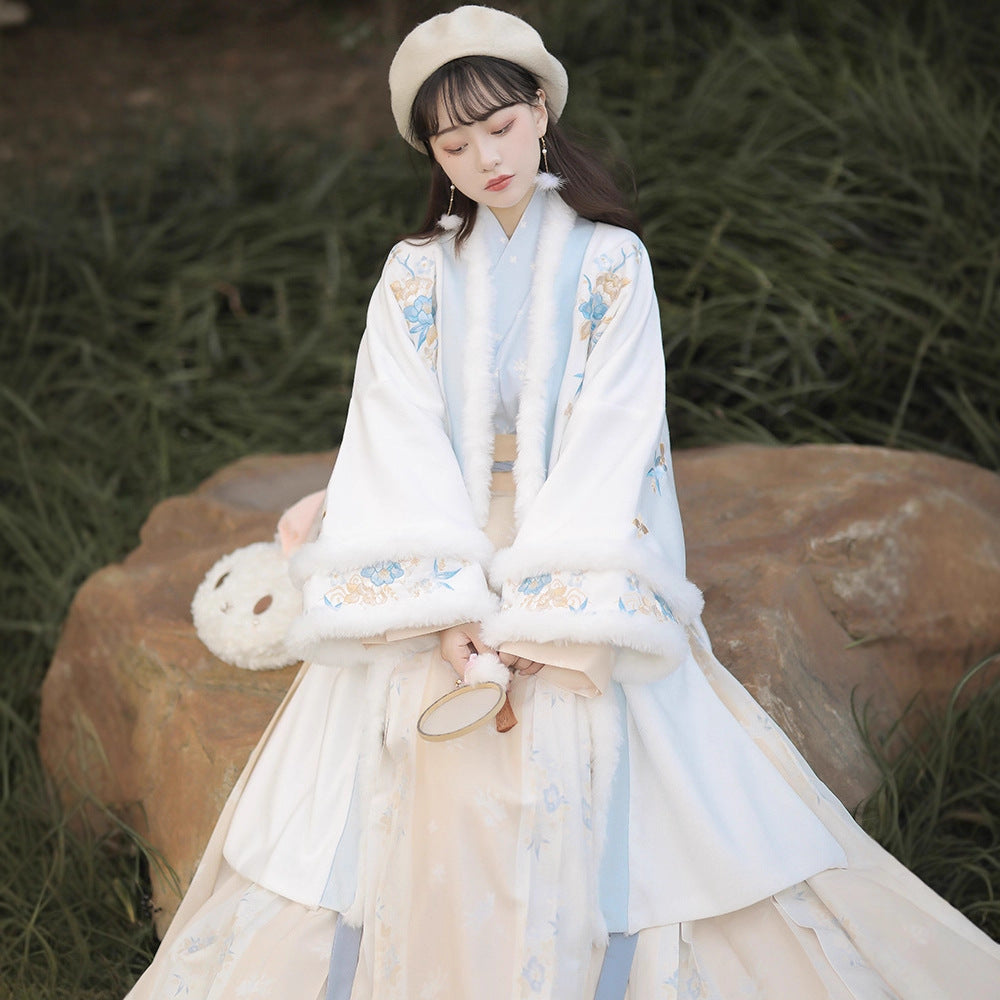 New Chinese Style Clothing Yaoyuetaxue 邀月踏雪 Women's Modern Hanfu Song Dynasty Thicken Velvet  Autumn Winter
