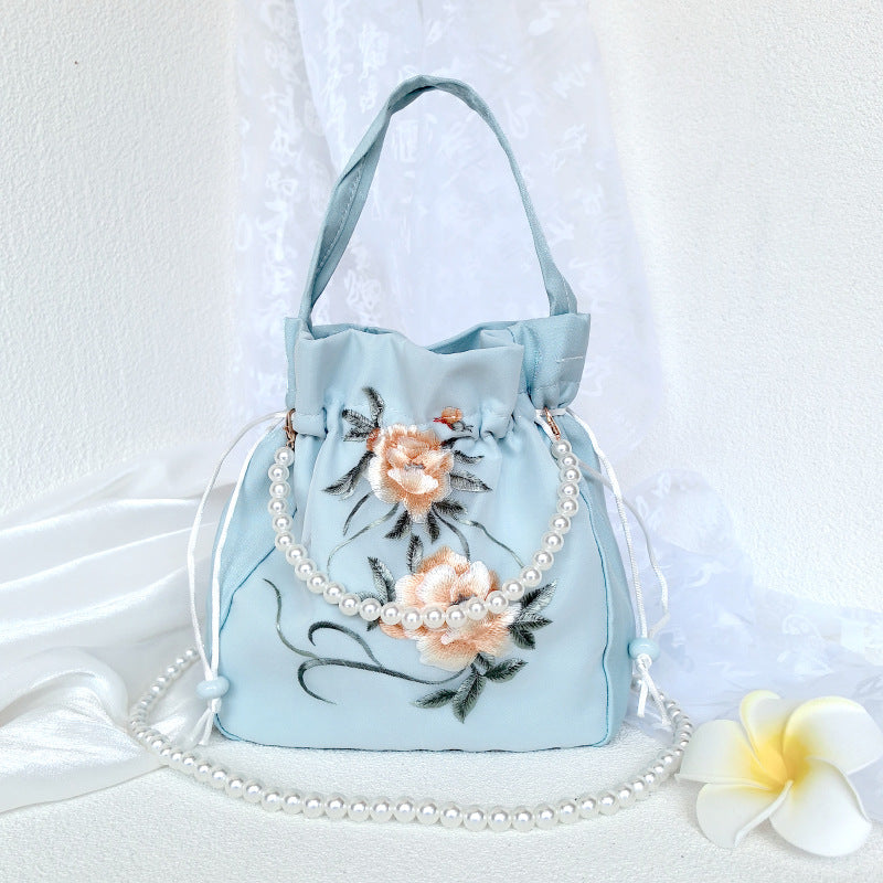 Chinese Style Drawstring Handbag Pearl Embroidery Bags Nang 囊