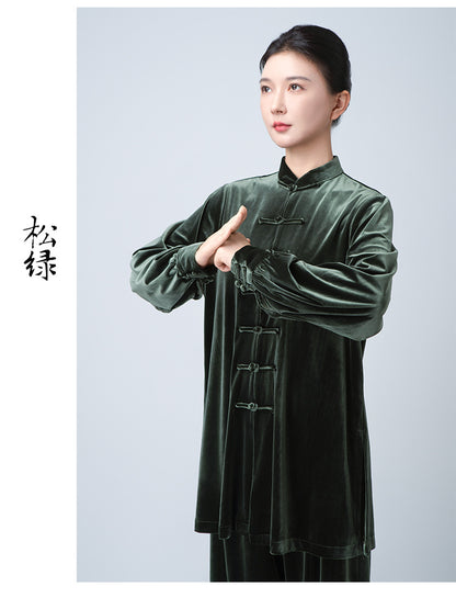 Thickened Tai Chi Quan Velvet Penglai 蓬莱 Clothing  Gender Neutral Chinese Kungfu Traditional Hanfu Autumn Winter