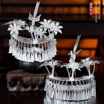 Miao Ornaments Nuomu 诺牧 Traditional Chinese Hair jewelry Hanfu Historical Headgear