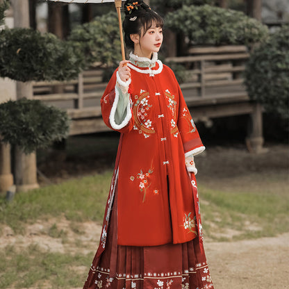 Ming Dynasty Dress Women's Mamian Skirt Yan 滟 Chinese Lunar New Year Clothing  Winter