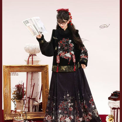 New Chinese Style Clothing Matahuazhi "马踏花枝" Women's Modern Velvet Hanfu Winter