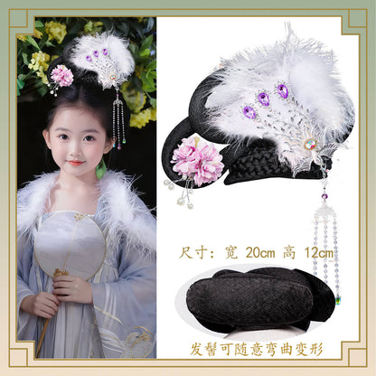 Kid's Traditional Chinese Hairstyle Wig Change 嫦娥 Hanfu Historical Royal Hairpieces