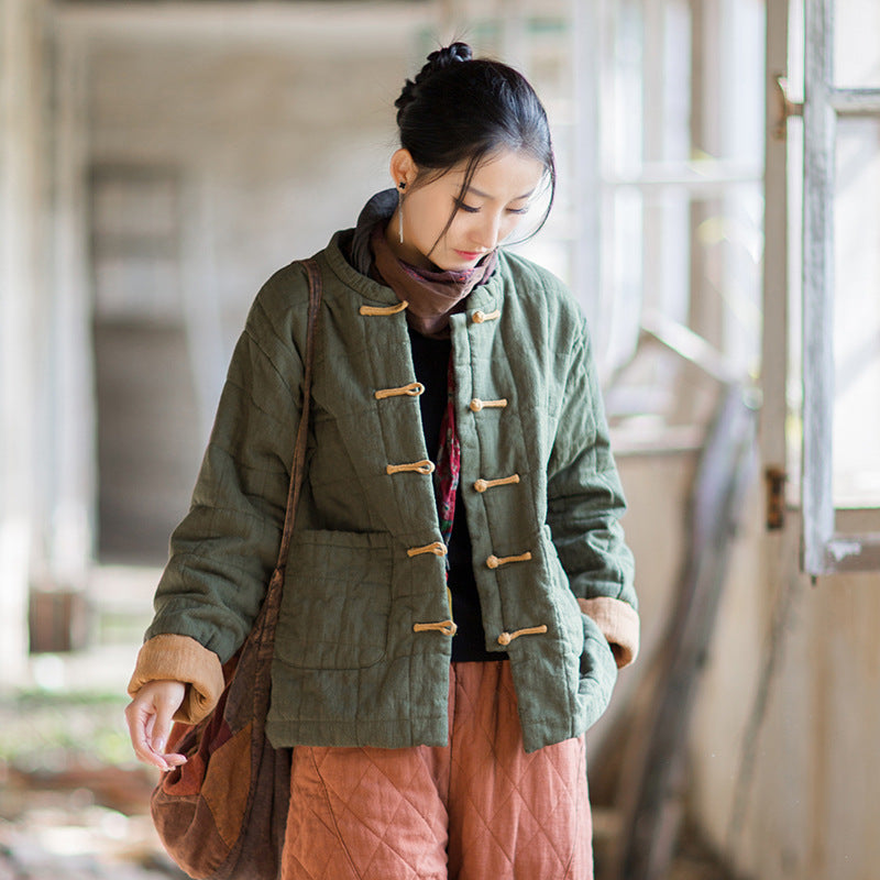 Linen Ticken Coat  Yuanyi "远意" Han Element Clothing Women's Modern Hanfu Winter Autumn