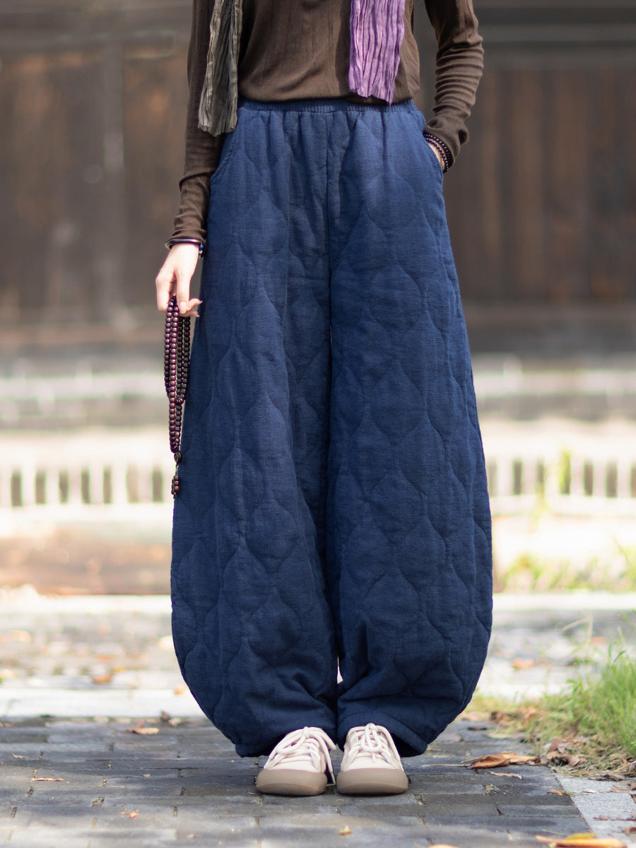 Ticken Linen Pants Duwang "渡忘" Han Element Clothing Women's Modern Hanfu Winter Autumn
