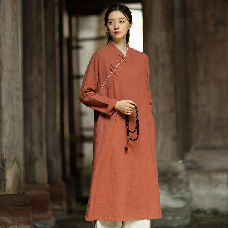 Linen Dress Monian "默念" Han Element Clothing Women's Modern Hanfu Spring Autumn