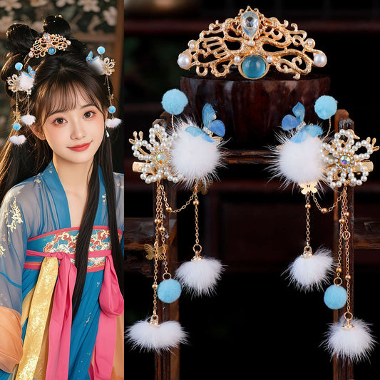 Traditional Chinese Hair jewelry Landie 蓝蝶 Hanfu Historical Headgear
