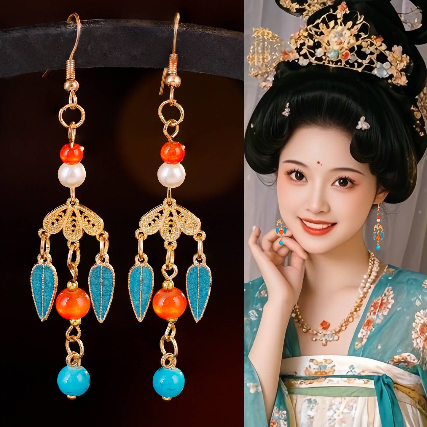 Traditional Chinese Earrings Ningwen 凝温 Hanfu Historical Royal Accessories