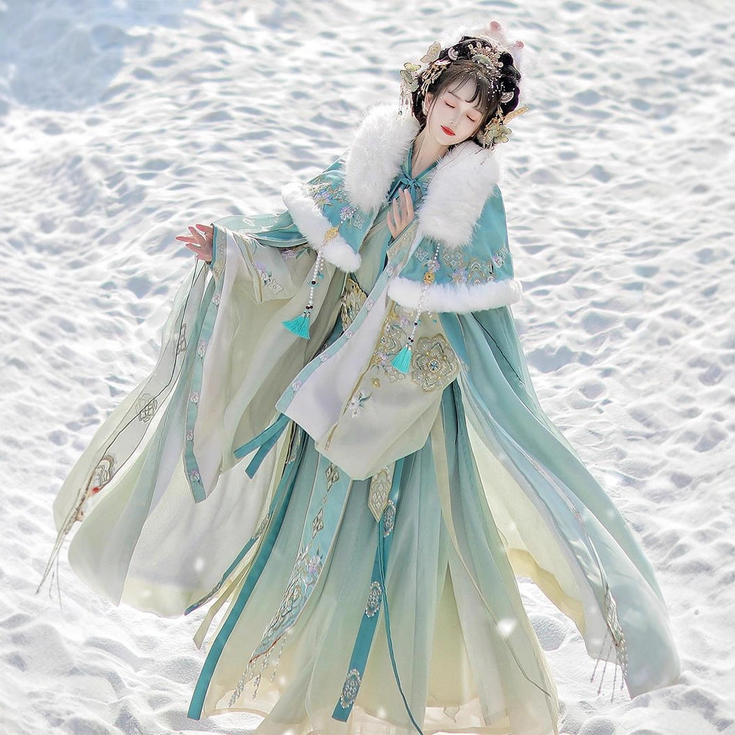 WEIJIN Dynasty Clothing Xueyushennv 雪域神女 Women's Chinese Traditional Thicken Velvet Hanfu Autumn Winter