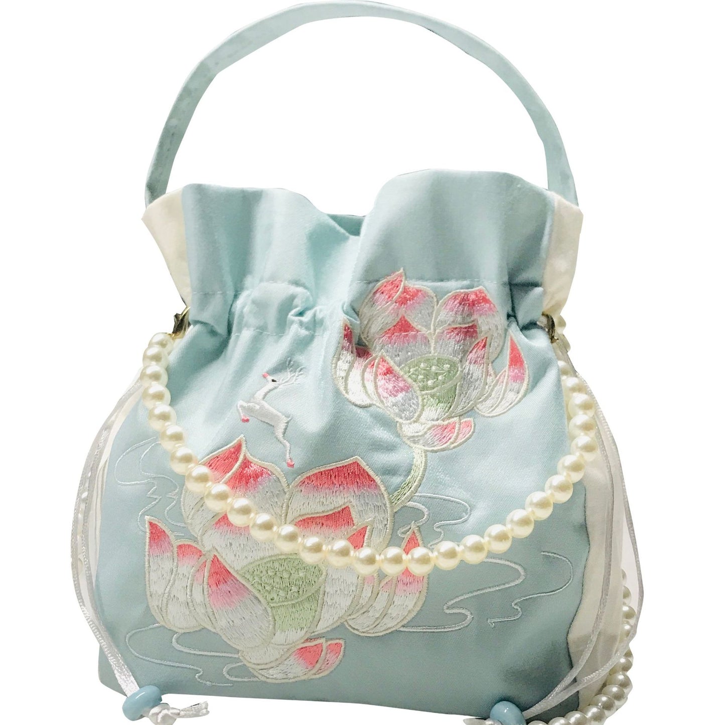 Chinese Style Drawstring Handbag Pearl Embroidery Bags Nang 囊