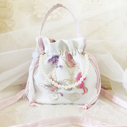 Chinese Style Drawstring Handbag Pearl Embroidery Bags Nang 囊