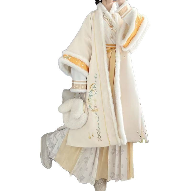 SONG Dynasty Clothing Ruyijuan 如意卷 Women's Chinese Traditional Thicken Velvet Hanfu Autumn Winter