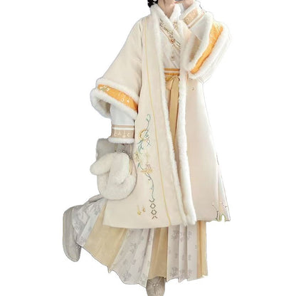 SONG Dynasty Clothing Ruyijuan 如意卷 Women's Chinese Traditional Thicken Velvet Hanfu Autumn Winter