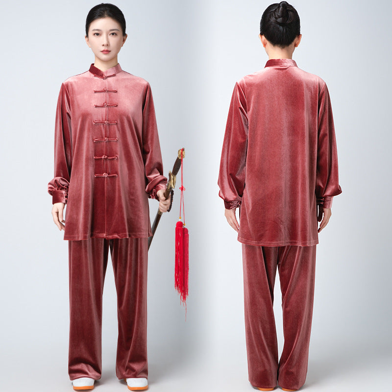 Thickened Tai Chi Quan Velvet Penglai 蓬莱 Clothing  Gender Neutral Chinese Kungfu Traditional Hanfu Autumn Winter