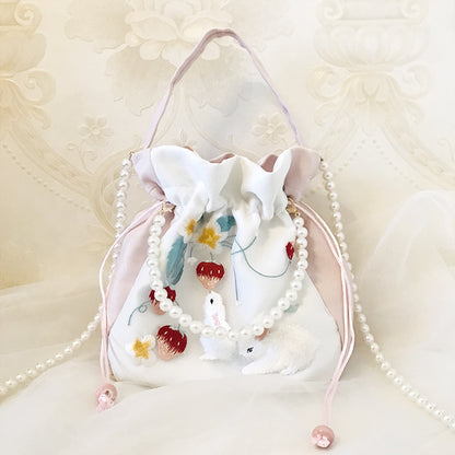 Chinese Style Drawstring Handbag Pearl Embroidery Bags Nang 囊