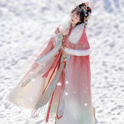 WEIJIN Dynasty Clothing Xueyushennv 雪域神女 Women's Chinese Traditional Thicken Velvet Hanfu Autumn Winter