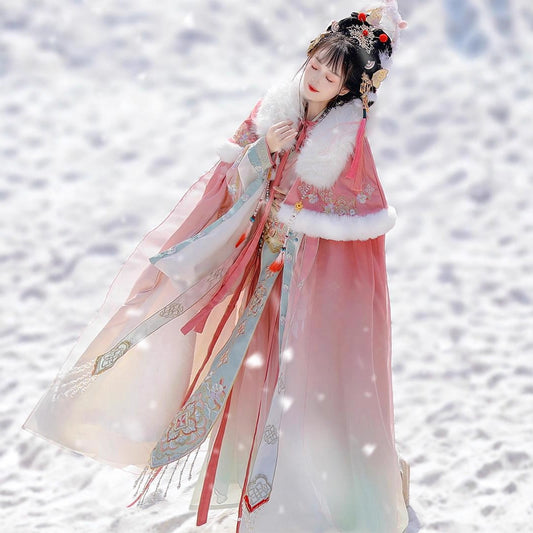 WEIJIN Dynasty Clothing Xueyushennv 雪域神女 Women's Chinese Traditional Thicken Velvet Hanfu Autumn Winter