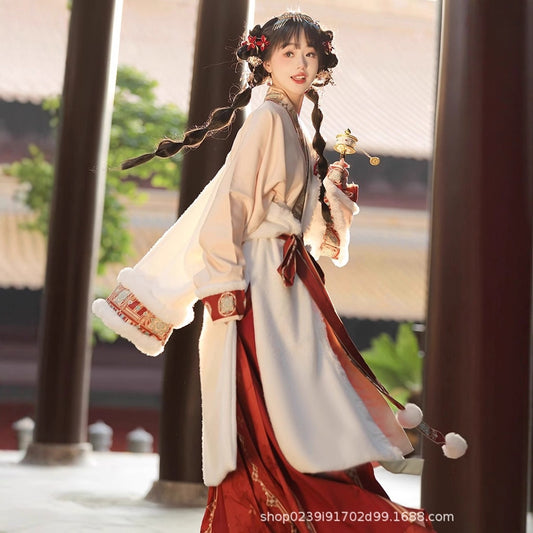 SONG Dynasty Clothing Qiongfa ng 琼芳 Women's Chinese Traditional Thicken Velvet Hanfu Autumn Winter