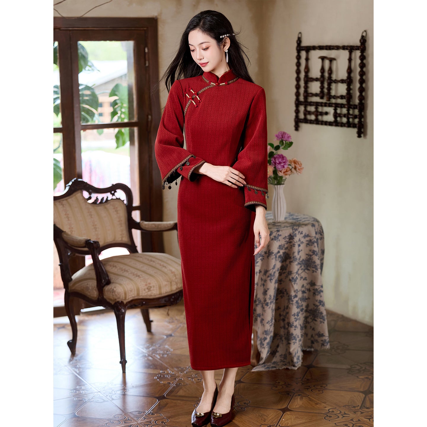 Women's Qipao Shiyu 诗语 Asian Thicken Dress Chinese Modern Hanfu Clothing Cheongsam Winter