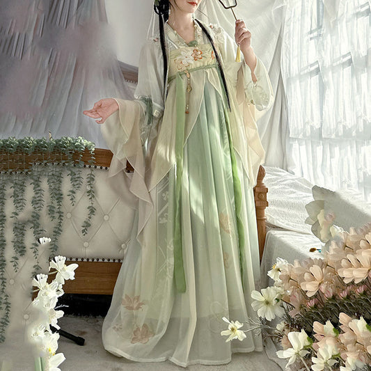 TANG Dynasty Dress Fuqu 芙蕖 Women's Chest High Ruqun  Spring Summer Autumn
