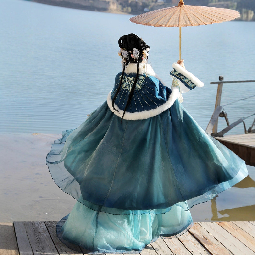 TANG Dynasty Clothing Yanruyu 颜如玉 Ruqun Women's Chinese Traditional Thicken Velvet Hanfu Autumn Winter