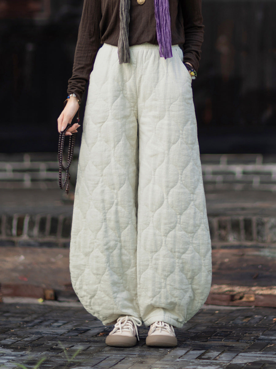 Ticken Linen Pants Duwang "渡忘" Han Element Clothing Women's Modern Hanfu Winter Autumn