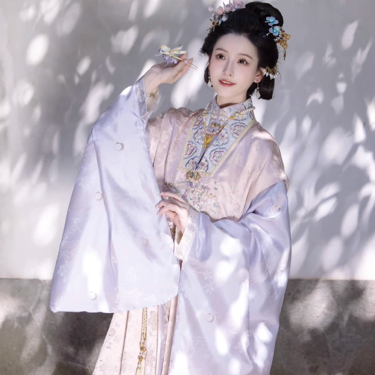 Ming Dynasty Clothing Qianjin 千金 Women's Chinese Traditional Thicken Velvet Hanfu Autumn Winter