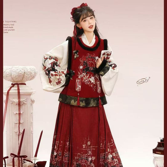 New Chinese Style Clothing Matahuazhi "马踏花枝" Women's Modern Velvet Hanfu Winter