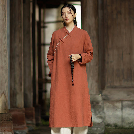 Linen Dress Monian "默念" Han Element Clothing Women's Modern Hanfu Spring Autumn