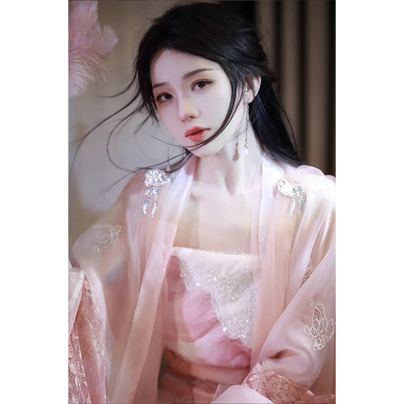 SONG Dynasty Dress Women's Fenjiaojiao 粉娇娇  Chinese Traditional Hanfu Clothing Spring Summer Autumn