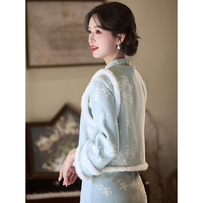 Women's Qipao Qingfeng 清风 Asian Dress Chinese Thicken Modern Hanfu Clothing Velvet Cheongsam Winter Autumn