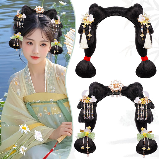 Traditional Chinese Hairstyle Wig Shinv 仕女 Hanfu Historical Royal Hairpieces