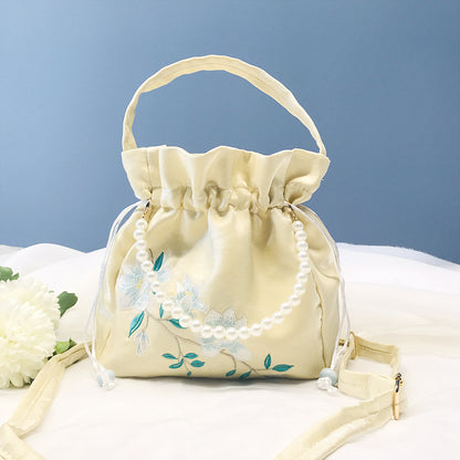 Chinese Style Drawstring Handbag Pearl Embroidery Bags Nang 囊
