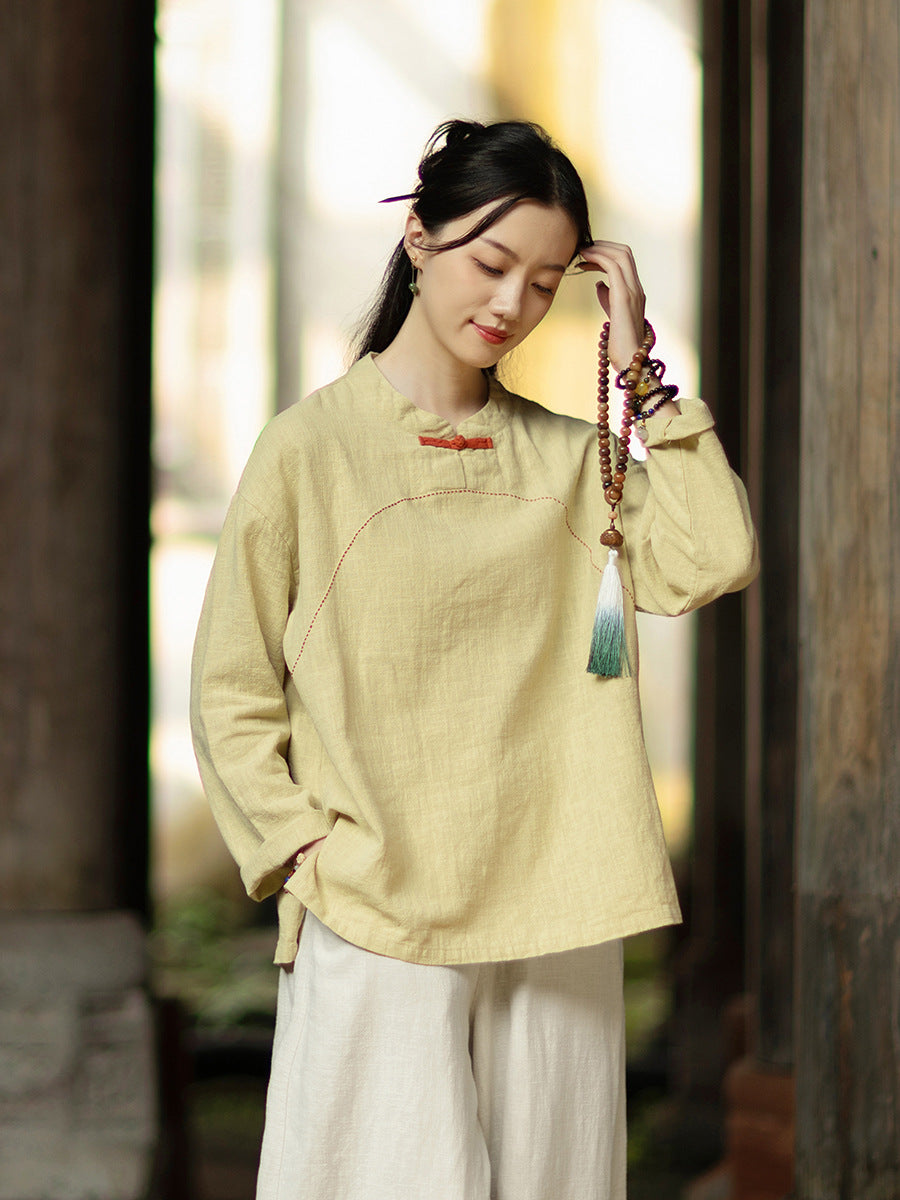 Linen Shirt Guanji "观己" Han Element Clothing Women's Modern Hanfu Spring Autumn