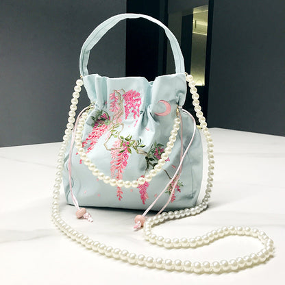 Chinese Style Drawstring Handbag Pearl Embroidery Bags Nang 囊