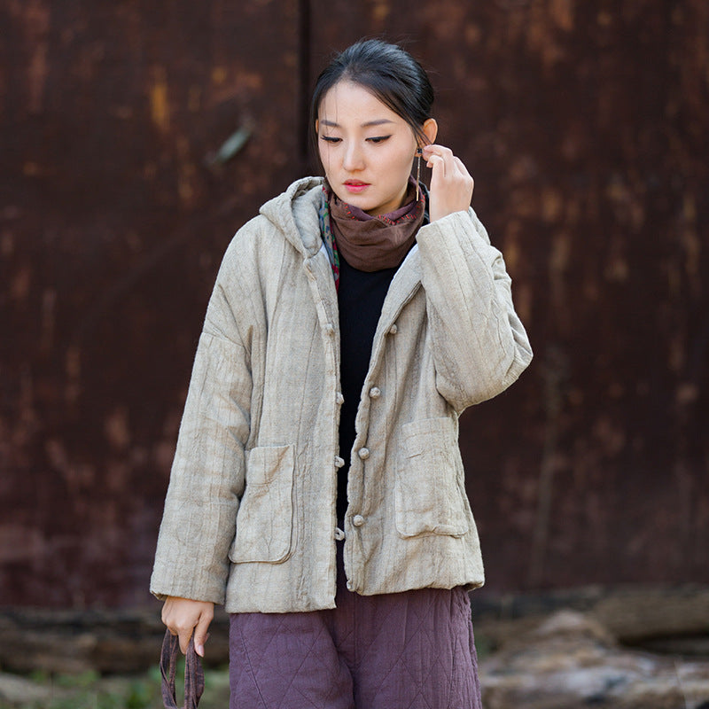 Linen Ticken Coat  Suhui "素晖" Han Element Clothing Women's Modern Hanfu Winter Autumn