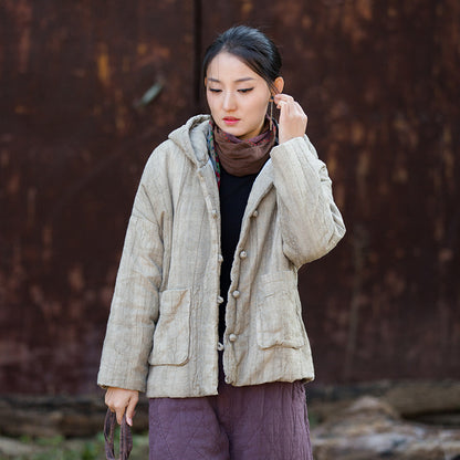Linen Ticken Coat  Suhui "素晖" Han Element Clothing Women's Modern Hanfu Winter Autumn