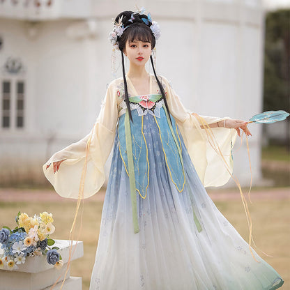 TANG Dynasty Dress Butterfly 蝴蝶 Women's Chest High Ruqun  Spring Summer Autumn