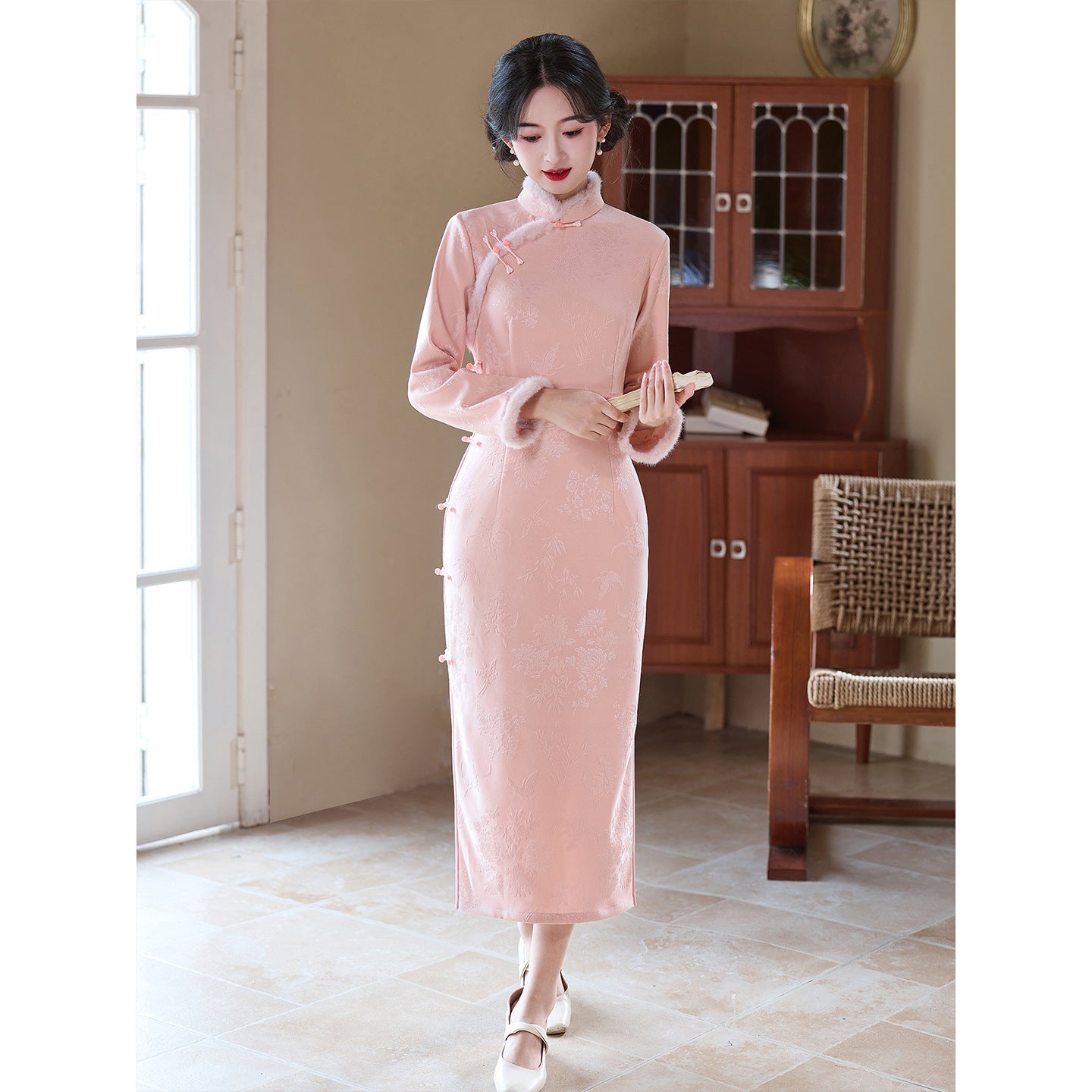 Women's Qipao Diefeiwu 蝶飞舞 Asian Dress Chinese Thicken Modern Hanfu Clothing Velvet Cheongsam