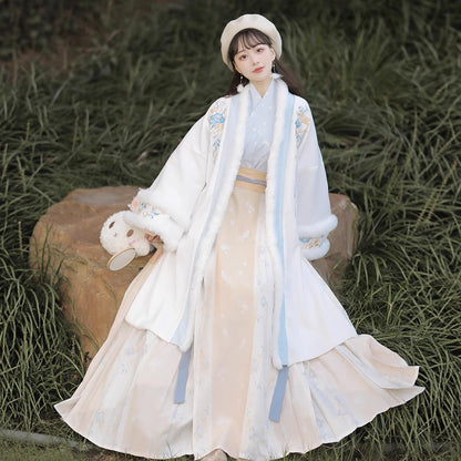 New Chinese Style Clothing Yaoyuetaxue 邀月踏雪 Women's Modern Hanfu Song Dynasty Thicken Velvet  Autumn Winter